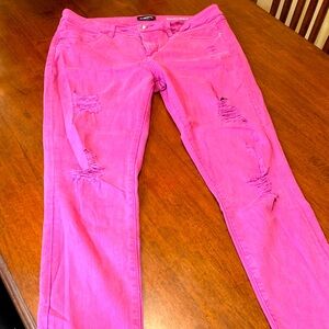 Absolutely stunning color, size 30, like new, limited ed Pink Distressed Jeans